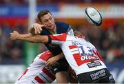 8 December 2019; Jack Carty of Connacht is tackled by Franco Mostert, left, and Chris Harris of Gloucester during the Heineken Champions Cup Pool 5 Round 3 match between Gloucester and Connacht at Kingsholm Stadium in Gloucester, England. Photo by Ramsey Cardy/Sportsfile