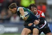 8 December 2019; John Porch of Connacht is tackled by Danny Cipriani of Gloucester during the Heineken Champions Cup Pool 5 Round 3 match between Gloucester and Connacht at Kingsholm Stadium in Gloucester, England. Photo by Ramsey Cardy/Sportsfile