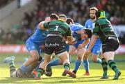 7 December 2019; James Ryan of Leinster is tackled by Alex Waller, left, and Ehren Painter of Northampton Saints during the Heineken Champions Cup Pool 1 Round 3 match between Northampton Saints and Leinster at Franklins Gardens in Northampton, England. Photo by Ramsey Cardy/Sportsfile