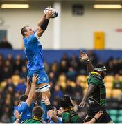 7 December 2019; Rhys Ruddock of Leinster during the Heineken Champions Cup Pool 1 Round 3 match between Northampton Saints and Leinster at Franklins Gardens in Northampton, England. Photo by Ramsey Cardy/Sportsfile