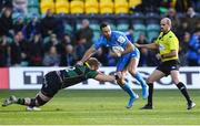 7 December 2019; Dave Kearney of Leinster is tackled by Rory Hutchinson of Northampton Saints during the Heineken Champions Cup Pool 1 Round 3 match between Northampton Saints and Leinster at Franklins Gardens in Northampton, England. Photo by Ramsey Cardy/Sportsfile