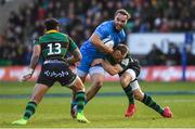 7 December 2019; James Lowe of Leinster is tackled by Rory Hutchinson of Northampton Saints during the Heineken Champions Cup Pool 1 Round 3 match between Northampton Saints and Leinster at Franklins Gardens in Northampton, England. Photo by Ramsey Cardy/Sportsfile