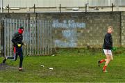 8 December 2019; Louth players make their way to the warm-up on the back pitch before the 2020 O'Byrne Cup Round 1 match between Meath and Louth at Páirc Tailteann in Navan, Co Meath. Photo by Piaras Ó Mídheach/Sportsfile