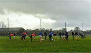 8 December 2019; Louth players warm-up on the back pitch before the 2020 O'Byrne Cup Round 1 match between Meath and Louth at Páirc Tailteann in Navan, Co Meath. Photo by Piaras Ó Mídheach/Sportsfile