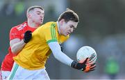 8 December 2019; Dominic Yorke of Meath in action against Conall McKeever of Louth during the 2020 O'Byrne Cup Round 1 match between Meath and Louth at Páirc Tailteann in Navan, Co Meath. Photo by Piaras Ó Mídheach/Sportsfile