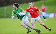 8 December 2019; Eoin Lynch of Meath in action against Paul Matthews of Louth during the 2020 O'Byrne Cup Round 1 match between Meath and Louth at Páirc Tailteann in Navan, Co Meath. Photo by Piaras Ó Mídheach/Sportsfile