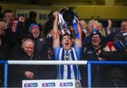 8 December 2019; Ballyboden captain Ryan Basquel lifts the trophy following the AIB Leinster GAA Football Senior Club Championship Final between Eire Óg Carlow and Ballyboden St. Enda's GAA at MW Hire O'Moore Park in Portlaoise, Co. Laois. Photo by David Fitzgerald/Sportsfile