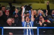 8 December 2019; Ballyboden captain Ryan Basquel lifts the trophy following the AIB Leinster GAA Football Senior Club Championship Final between Eire Óg Carlow and Ballyboden St. Enda's GAA at MW Hire O'Moore Park in Portlaoise, Co. Laois. Photo by David Fitzgerald/Sportsfile