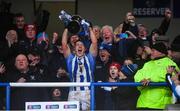 8 December 2019; Ballyboden captain Ryan Basquel lifts the trophy following the AIB Leinster GAA Football Senior Club Championship Final between Eire Óg Carlow and Ballyboden St. Enda's GAA at MW Hire O'Moore Park in Portlaoise, Co. Laois. Photo by David Fitzgerald/Sportsfile