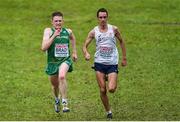 8 December 2019; Liam Brady of Ireland, left, and Emmanuel Roudolff Levisse of France competing in the Senior Men's event during the European Cross Country Championships 2019 at Bela Vista Park in Lisbon, Portugal. Photo by Sam Barnes/Sportsfile
