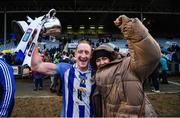 8 December 2019; Darren O'Reilly of Ballyboden St Endas celebrates with supporter Jessica McGurk following the AIB Leinster GAA Football Senior Club Championship Final between Eire Óg Carlow and Ballyboden St. Enda's GAA at MW Hire O'Moore Park in Portlaoise, Co. Laois. Photo by David Fitzgerald/Sportsfile