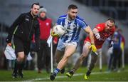 8 December 2019; Warren Egan of Ballyboden St Endas in action against Jordan Lowry of Éire Óg during the AIB Leinster GAA Football Senior Club Championship Final between Eire Óg Carlow and Ballyboden St. Enda's GAA at MW Hire O'Moore Park in Portlaoise, Co. Laois. Photo by David Fitzgerald/Sportsfile