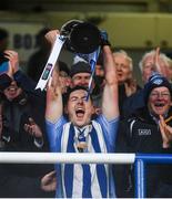 8 December 2019; Ballyboden captain Ryan Basquel lifts the trophy following the AIB Leinster GAA Football Senior Club Championship Final between Eire Óg Carlow and Ballyboden St. Enda's GAA at MW Hire O'Moore Park in Portlaoise, Co. Laois. Photo by David Fitzgerald/Sportsfile