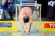 8 December 2019; Shane Ryan of Ireland competes in the semi finals of the Men’s 50m Backstroke during day five of the European Short Course Swimming Championships 2019 at Tollcross International Swimming Centre in Glasgow, Scotland. Photo by Joseph Kleindl/Sportsfile
