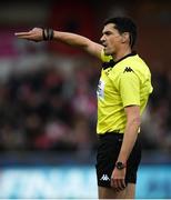 8 December 2019; Referee Pascal Gauzère during the Heineken Champions Cup Pool 5 Round 3 match between Gloucester and Connacht at Kingsholm Stadium in Gloucester, England. Photo by Ramsey Cardy/Sportsfile