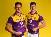 9 December 2019; Zurich begin sponsorship of Wexford GAA with launch of new jersey. Pictured are Wexford hurlers Lee Chin, left, and Conor McDonald at Zurich Insurance in Drinagh, Co. Wexford. Photo by Eóin Noonan/Sportsfile