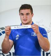 9 December 2019; Scott Penny of Leinster draws St. Mary's College during the 2020 Bank of Ireland Leinster Rugby Schools Cup First Round Draw at Bank of Ireland in Ballsbridge, Dublin. Photo by Ramsey Cardy/Sportsfile