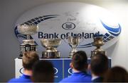 9 December 2019; The Senior Cup, Vinnie Murray Cup, Junior Cup and Father Godfrey Cup during the 2020 Bank of Ireland Leinster Rugby Schools Cup First Round Draw at Bank of Ireland in Ballsbridge, Dublin. Photo by Ramsey Cardy/Sportsfile