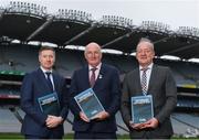 10 December 2019; In-Coming GAA Director of Games Development Shane Flanagan, left, with Uachtaráin Cumann Lúthchleas Gael John Horan, centre, and Committee Chair Michael Dempsey at the Launch of GAA Talent Academy and Player Development report at Croke Park in Dublin. Photo by Harry Murphy/Sportsfile