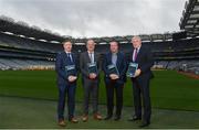 10 December 2019; In-Coming GAA Director of Games Development Shane Flanagan, left, with, from left to right, Committee Chair Michael Dempsey, Committee Member Brian Cuthbert and Ulster Director of Coaching and Games Development Dr Eugene Young at the Launch of GAA Talent Academy and Player Development report at Croke Park in Dublin. Photo by Harry Murphy/Sportsfile