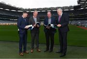 10 December 2019; In-Coming GAA Director of Games Development Shane Flanagan, left, with, from left to right, Committee Chair Michael Dempsey, Committee Member Brian Cuthbert and Ulster Director of Coaching and Games Development Dr Eugene Young at the Launch of GAA Talent Academy and Player Development report at Croke Park in Dublin. Photo by Harry Murphy/Sportsfile