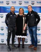 11 December 2019; TQS Integration announced their sponsorship of Waterford GAA for 2020 at TQS Integration Systems in Lismore, Waterford. In attendance is Maire Quilty, Corporate Managing Director of TQS, with Waterford football team manager Benji Whelan, left, and Waterford hurling team manager Liam Cahill.  Photo by Matt Browne/Sportsfile