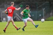 8 December 2019; Darragh Campion of Meath in action against Paul Matthews of Louth during the 2020 O'Byrne Cup Round 1 match between Meath and Louth at Páirc Tailteann in Navan, Co Meath. Photo by Piaras Ó Mídheach/Sportsfile