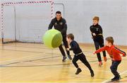 12 December 2019; FAI Development officer Mark Connors with participants during the FAI / SDCC Xmas Fun Day at Tallaght Leisure Centre in Dublin. Photo by Sam Barnes/Sportsfile