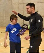12 December 2019; FAI Development Officer Mark Connors with particpants during the FAI / SDCC Xmas Fun Day at Tallaght Leisure Centre in Dublin. Photo by Sam Barnes/Sportsfile