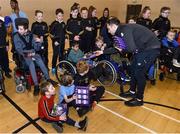 12 December 2019; FAI Development Officer Stephen Rice hands out selection boxes to participants during the FAI / SDCC Xmas Fun Day at Tallaght Leisure Centre in Dublin. Photo by Sam Barnes/Sportsfile