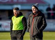 1 December 2019; Kilcoo Manager Mickey Moran, right, along with Paul Devlin selector before the AIB Ulster GAA Football Senior Club Championship Final match between Kilcoo and Naomh Conaill at Healy Park in Omagh, Tyrone. Photo by Oliver McVeigh/Sportsfile