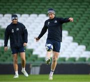 13 December 2019; Ciarán Frawley, right, and Ross Byrne during the Leinster Rugby captain's run at the Aviva Stadium in Dublin. Photo by Ramsey Cardy/Sportsfile