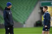 13 December 2019; Head coach Leo Cullen, left, and Luke McGrath during the Leinster Rugby captain's run at the Aviva Stadium in Dublin. Photo by Ramsey Cardy/Sportsfile
