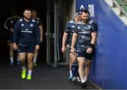 13 December 2019; Cian Healy, right, Tadhg Furlong, centre, and Andrew Porter during the Leinster Rugby captain's run at the Aviva Stadium in Dublin. Photo by Ramsey Cardy/Sportsfile