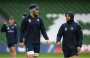 13 December 2019; Caelan Doris, right, and Jamison Gibson-Park during the Leinster Rugby captain's run at the Aviva Stadium in Dublin. Photo by Ramsey Cardy/Sportsfile