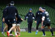 13 December 2019; Head coach Leo Cullen watches on during the Leinster Rugby captain's run at the Aviva Stadium in Dublin. Photo by Ramsey Cardy/Sportsfile