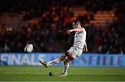 13 December 2019; John Cooney of Ulster kicks a penalty during the Heineken Champions Cup Pool 3 Round 4 match between Harlequins and Ulster at Twickenham Stoop in London, England. Photo by Seb Daly/Sportsfile