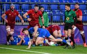 13 December 2019; Cormac Foley of Leinster A scores a try during the Interprovincial match between Leinster A and Munster A at Energia Park in Donnybrook, Dublin. Photo by Matt Browne/Sportsfile