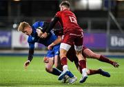 13 December 2019; Tommy O'Brien of Leinster A is tackled by Alex McHenry and Ben Healy of Munster A during the Interprovincial match between Leinster A and Munster A at Energia Park in Donnybrook, Dublin. Photo by Matt Browne/Sportsfile