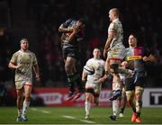 13 December 2019; Vereniki Goneva of Harlequins and Matt Faddes of Ulster contest a high ball during the Heineken Champions Cup Pool 3 Round 4 match between Harlequins and Ulster at Twickenham Stoop in London, England. Photo by Seb Daly/Sportsfile