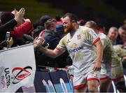13 December 2019; Andrew Warwick of Ulster celebrates with supporters following his side's victory during the Heineken Champions Cup Pool 3 Round 4 match between Harlequins and Ulster at Twickenham Stoop in London, England. Photo by Seb Daly/Sportsfile