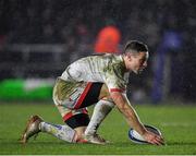 13 December 2019; John Cooney of Ulster prepares to kick a conversion during the Heineken Champions Cup Pool 3 Round 4 match between Harlequins and Ulster at Twickenham Stoop in London, England. Photo by Seb Daly/Sportsfile