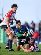 14 December 2019; Bundee Aki of Connacht is tackled by Fraser Balmain of Gloucester during the Heineken Champions Cup Pool 5 Round 4 match between Connacht and Gloucester at The Sportsground in Galway. Photo by Harry Murphy/Sportsfile