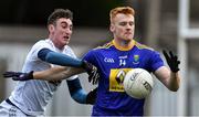 14 December 2019; Chris O'Brien of Wicklow in action against Eoghan Bateman of Kildare during the 2020 O'Byrne Cup Round 2 match between Wicklow and Kildare at Joule Park in Aughrim, Wicklow. Photo by Piaras Ó Mídheach/Sportsfile