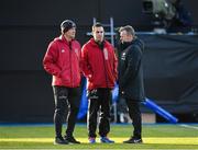 14 December 2019; Munster forwards coach Graham Rowntree, left, head coach Johann van Graan, centre, and Saracens Director of Rugby Mark McCall prior to the Heineken Champions Cup Pool 4 Round 4 match between Saracens and Munster at Allianz Park in Barnet, England. Photo by Seb Daly/Sportsfile