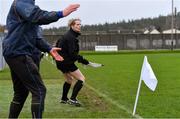 14 December 2019; Linesperson Pamela Hayden looks on during the 2020 O'Byrne Cup Round 2 match between Wicklow and Kildare at Joule Park in Aughrim, Wicklow. Photo by Piaras Ó Mídheach/Sportsfile