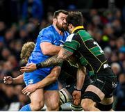 14 December 2019; Cian Healy of Leinster clashes heads with Lewis Bean of Northampton Saints during the Heineken Champions Cup Pool 1 Round 4 match between Leinster and Northampton Saints at the Aviva Stadium in Dublin. Photo by Ramsey Cardy/Sportsfile