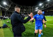 14 December 2019; Cian Healy of Leinster and Jonathan Sexton, left, ahead of the Heineken Champions Cup Pool 1 Round 4 match between Leinster and Northampton Saints at the Aviva Stadium in Dublin. Photo by Ramsey Cardy/Sportsfile