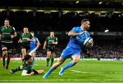 14 December 2019; Dave Kearney of Leinster on his way to scoring his side's fourth try during the Heineken Champions Cup Pool 1 Round 4 match between Leinster and Northampton Saints at the Aviva Stadium in Dublin. Photo by Ramsey Cardy/Sportsfile