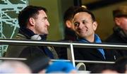 14 December 2019; An Taoiseach Leo Varadkar, right, during the Heineken Champions Cup Pool 1 Round 4 match between Leinster and Northampton Saints at the Aviva Stadium in Dublin. Photo by Stephen McCarthy/Sportsfile